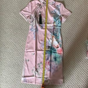 chinese qipao pink silk dress